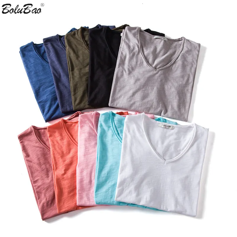 男性S TシャツBolubao Kaus Lengan Pendek Merek Musim Panas Atasan Leher O Katun Pria Fashion Kualitas Tinggi Warna Solid 230517