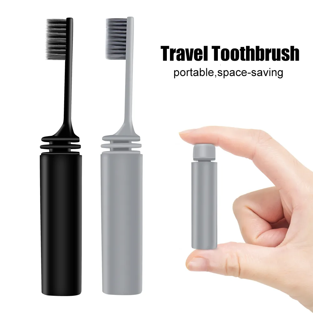 Tandenborstel 2 stks vouwen reizen buiten draagbare kleine tandenborstel bamboe houtskool es voor volwassenen tandenborstels 230517