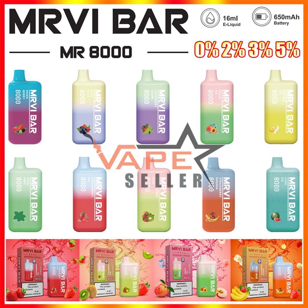 Original Mrvi Bar 8000 Puffs Jetable Vape Pen E Cigarette Avec 0 2 3