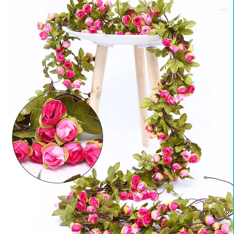 Flores decorativas 220 cm de comprimento artificial rosa flor videira de outono decoração de seda grinalda falsa como casa de casamento el el