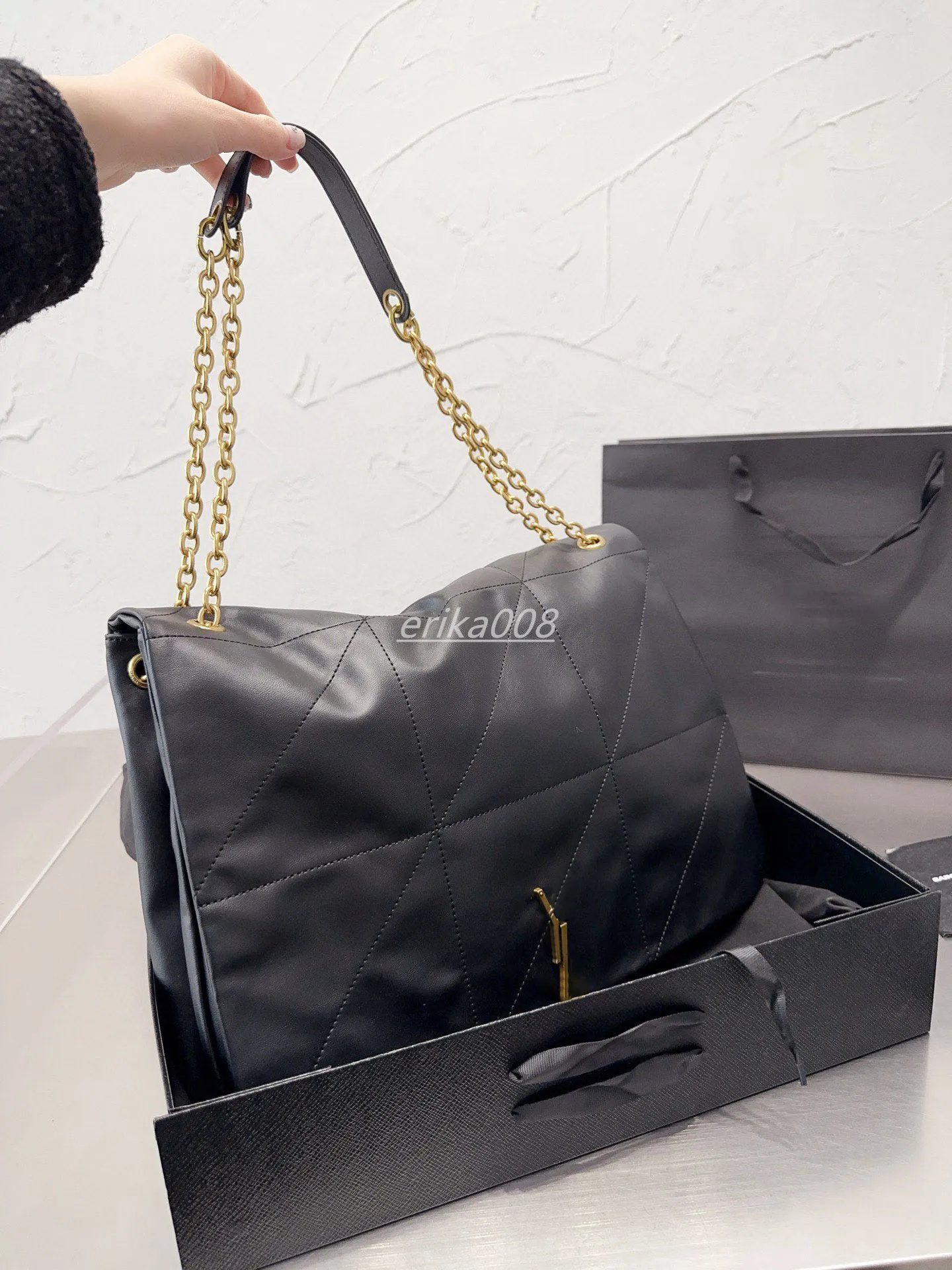 Women Shopping Bags Single Shoulder Bag Cosmetic Bag Luxury Classic Boutique Bags Glod Chain Weekend Handbags 38CM