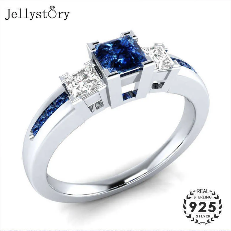 Band Rings Jellystory Classic Women Ring 925 Silver smycken med Sapphire Emerald Amethyst Gemstones Wedding Party Gift Size 6-10 grossist J230517