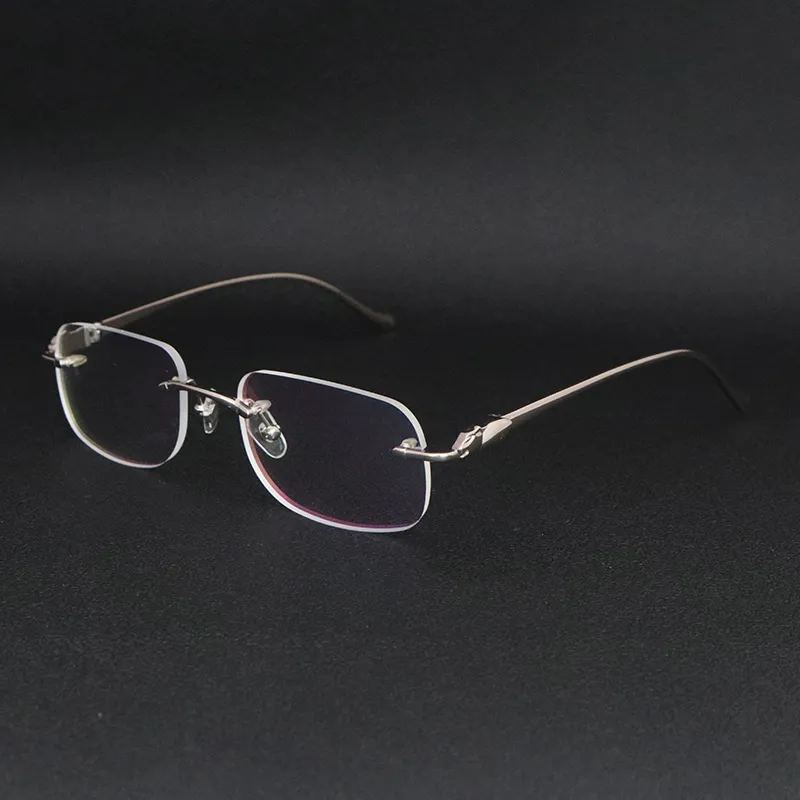 Brass Metal Square Rimless Eyeglasses With Luxury Protection And