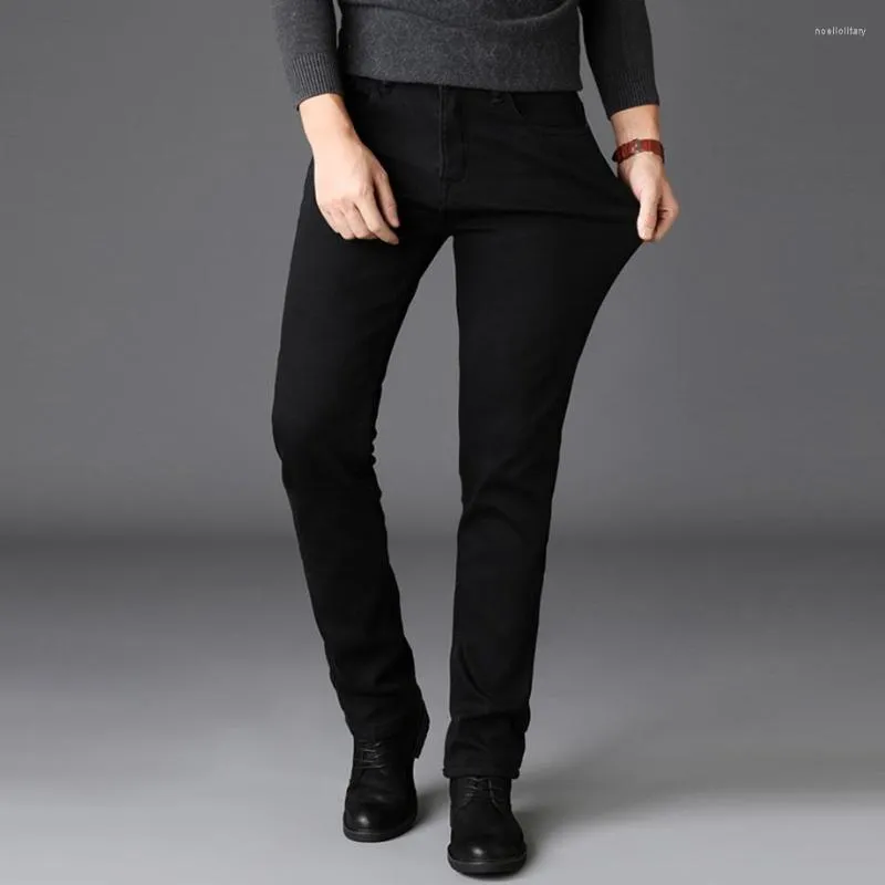 Jeans masculinos Black Casual Business Mmens Pure Color Slim Novelies 2023 Trendência para vender calças jeans Macho de luxo de tamanho grande