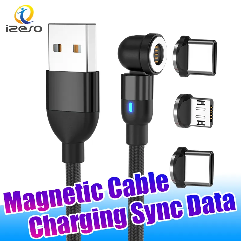 Câble téléphone portable CABLING ®câble magnetique usb c charge rapide 3a  type c micro usb lighting multi 3 en 1 câbles de chargeur avec led