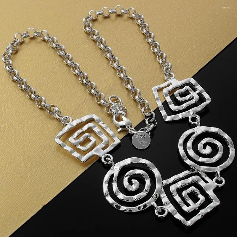 Chains Retro Spiral Pattern Pendant 925 Color Silver Necklace For Women Fashion Party Jewelry Wedding Christmas Gifts