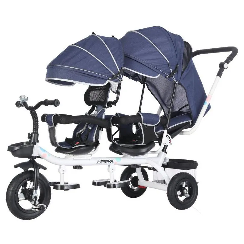 multifunction baby twin trolley three wheel stroller double tricycle trolley rotating swivel seat pushchair buggies7663380