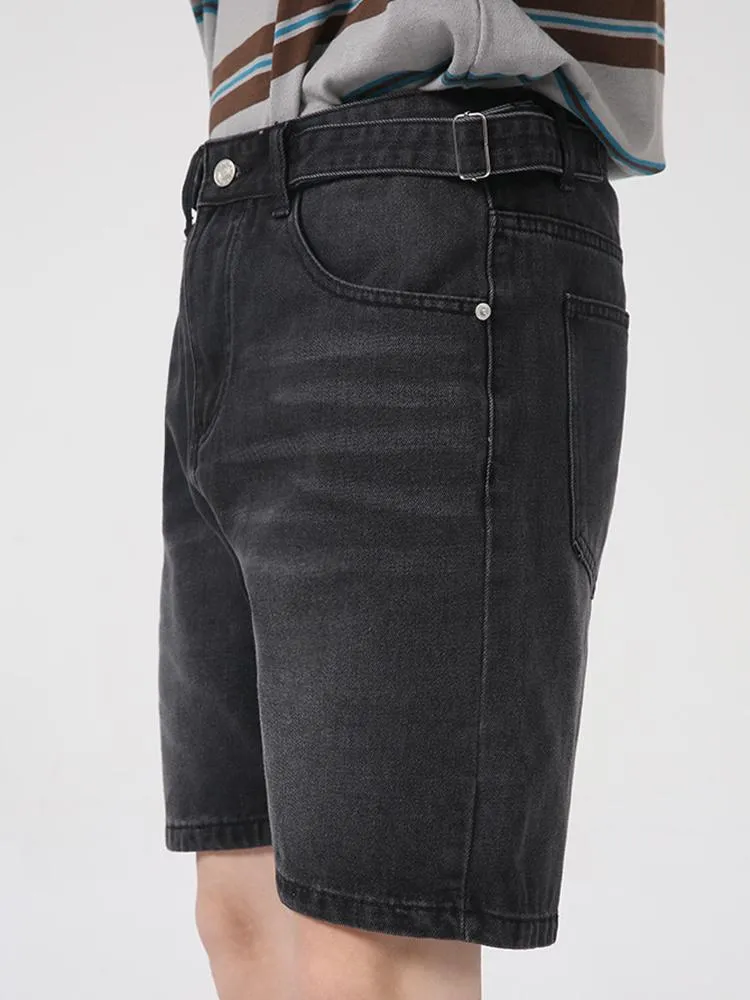 Mäns jeans vår 2023 och sommar fashionabla kort koreansk stil fast färg zip slim casual rak shortsmens män är män