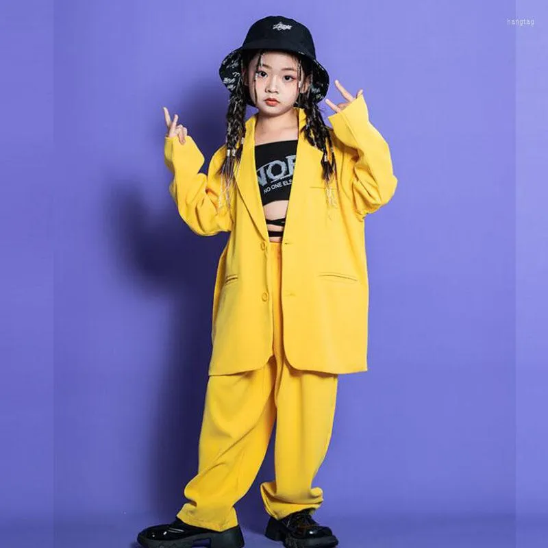 Kids Hip Hop Teenage Loungewear Sets Oversized Yellow Shirt