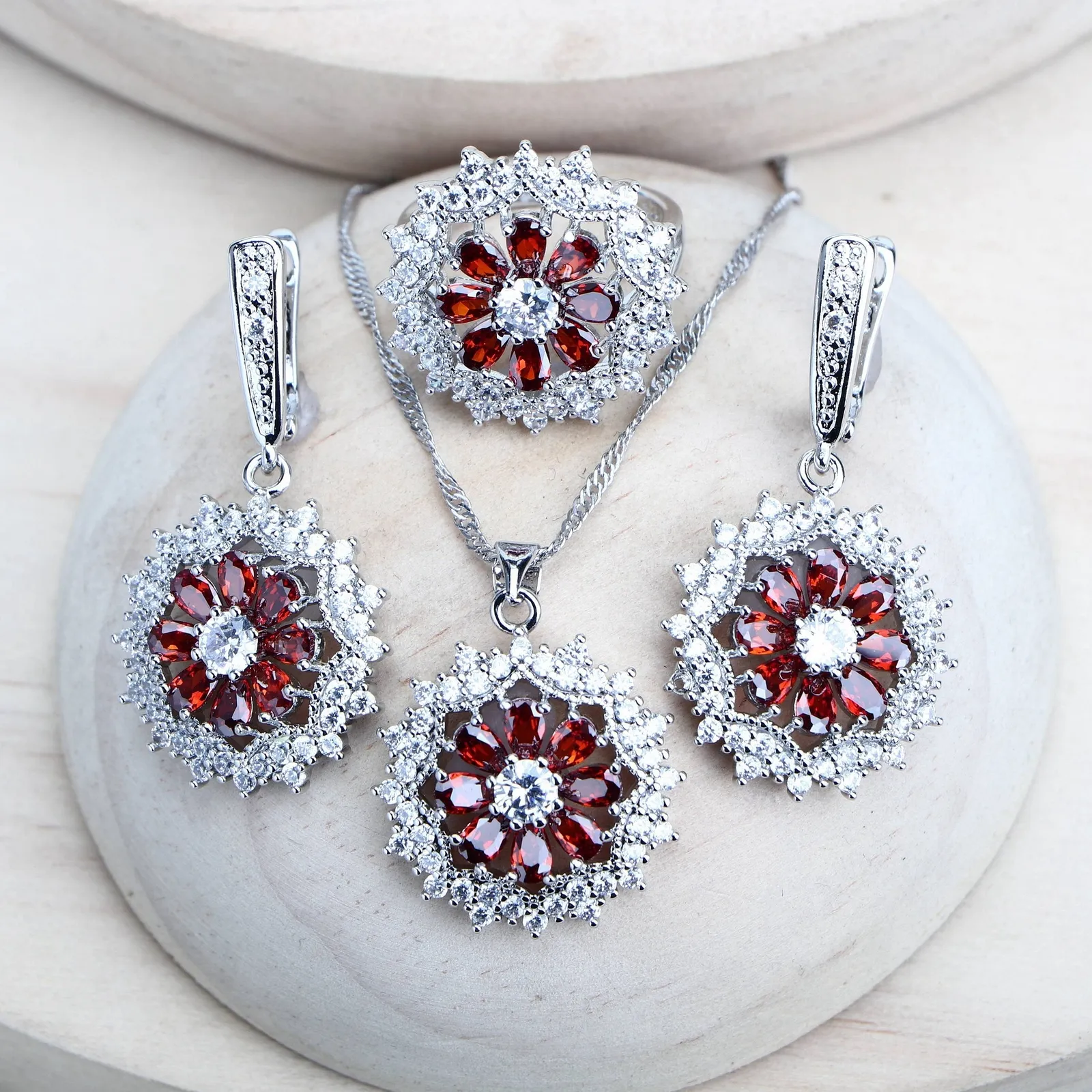 Sterling Silver Bridal Jewelry Set For Women Cubic Zirconia Wedding Rings Earrings Pendant Bracelets Necklace 230516 From Mang05 13.23 DHgate.Com