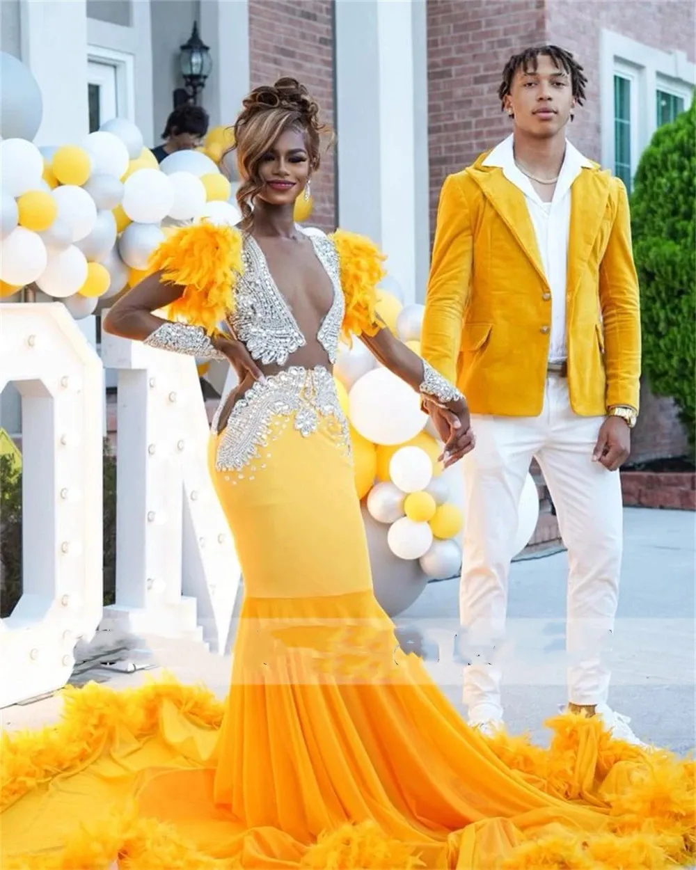 Yellow and silver prom dresses 2025
