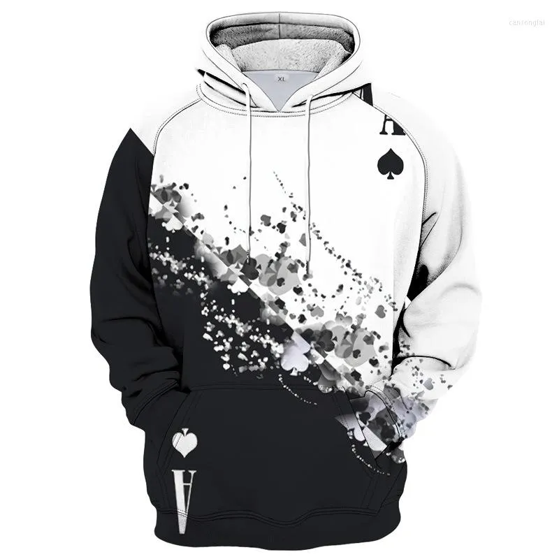 Hoodies masculinos Casual Casual Funny Poker Hoodie Manga longa Primavera e outono Super Greet Sweatshirt