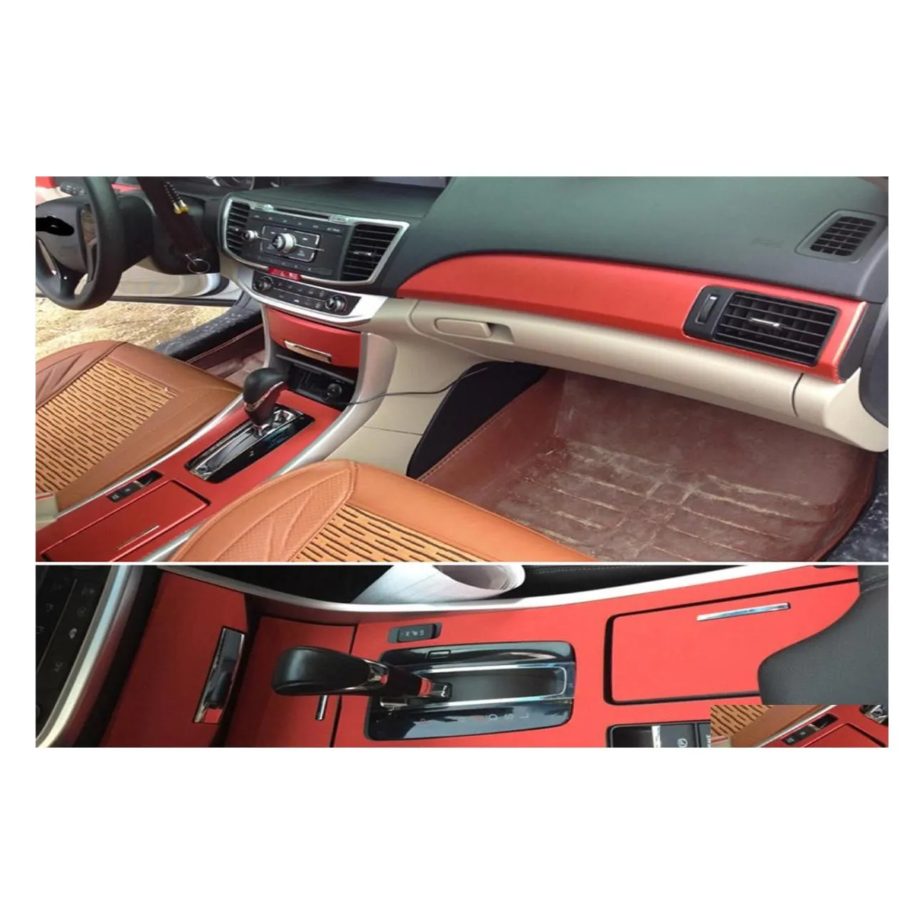 Honda Accord 2014 İç Merkez Kontrol Paneli Kapı Tutucu 3D5D Karbon Fiber Çıkartmalar Stil Accessorie9810421 Dro Ottqn