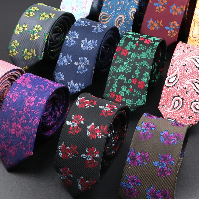 Neck Ties Dasi Pria Bunga Terang Paisley Kurus Jacquard Anyaman Poliester untuk Bisnis Pesta Pernikahan Hadiah Pakaian Sehari hari 230517