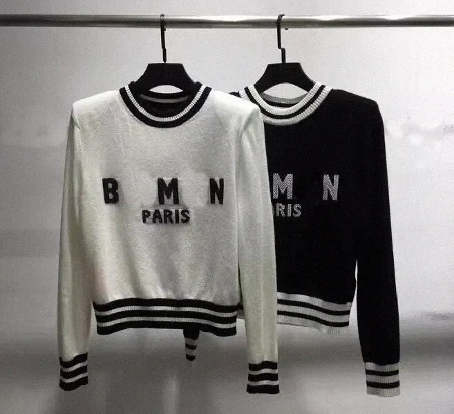 Designer Women balman Sweater Jacket Woman baman Sweaters Womens Round neck Stripe Sweaters Knit Letter Knitted Long Sleeved Cardigan Casual Knitwear Shirts Size