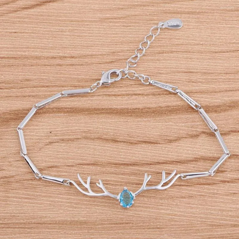 Charm Bracelets Fancy Silver Color Plated Deer Antler Design Bracelet Lucky Amulet Bangle Fashion Women Jewelry