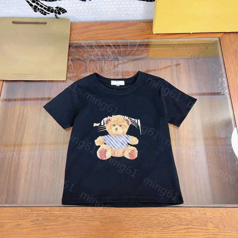 23ss child tshirt toddler tee kid designer t shirt boys girls Round neck Pure cotton Bear letter logo printing Short sleeve t-shirt High quality kids clothes a1