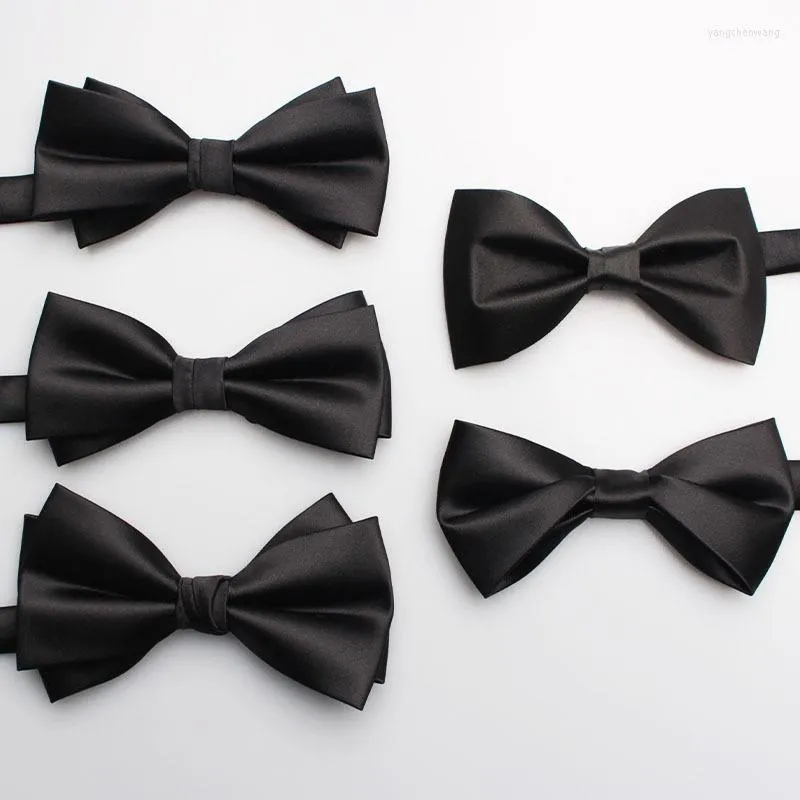 Bow Ties 12 6cm svart bowtie för män kvinnor som soild färgkläder tillbehör kontor bussenhet bröllop fest dagligen liv smal fjäril