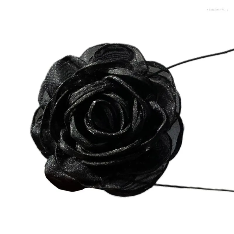 Catene Cool Retro-Black Big Flower Pizzo Girocollo Collare Sexy Neckband Collana Donne Ragazze Gioielli Regalo Dinner Party Ornament 57BD