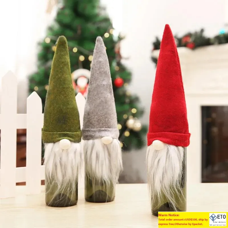 DHL SHIP New Black Santa Gift Bags Decorations Santa Claus Wine Glass