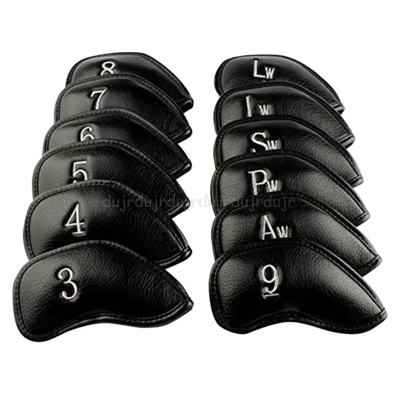 Club Heads 91012Pcs Portable PU Golf Club Iron Head Covers Protector Golf Head Cover Set D11 19 Dropship 230516