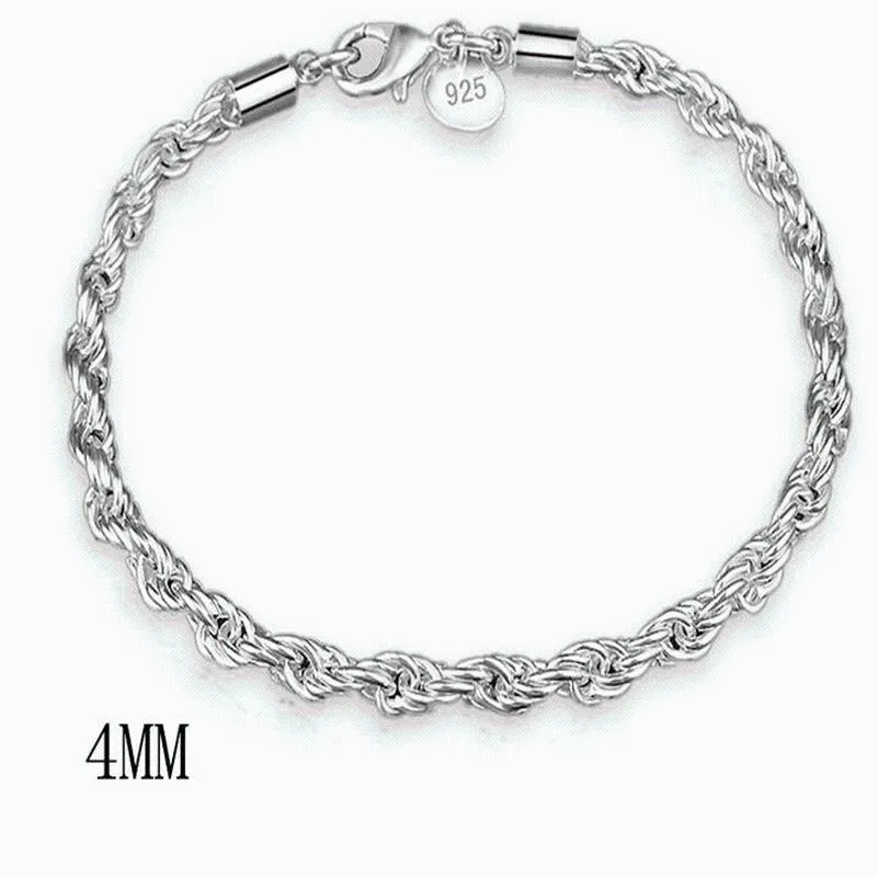 Link Armbänder Kette Ankunft Große Marke 2023 Sterling Silber Twisted Seil Armband Für Frauen Armreifen Pulseira VBS4014Link