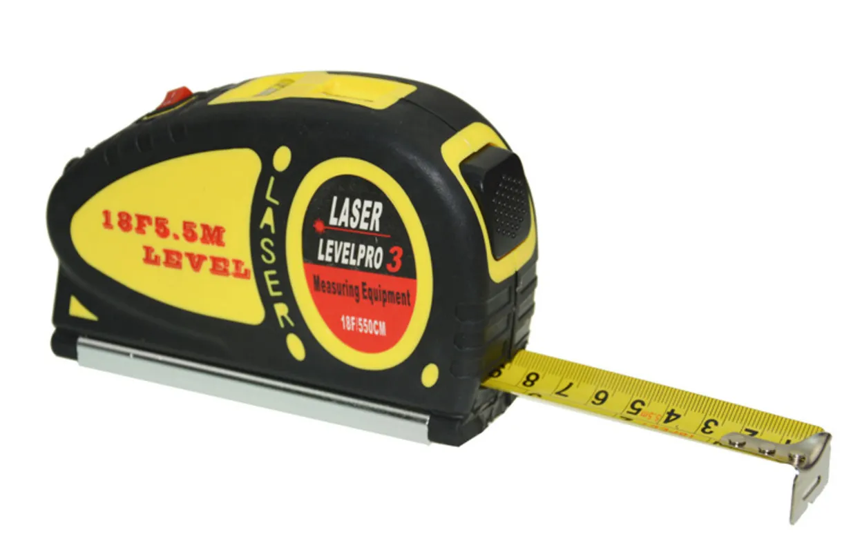 100PCS 5M Portable Laser Level Tape Measure Horizontal Vertical Line Ruler Align Laser Measurement for Distance Measuring