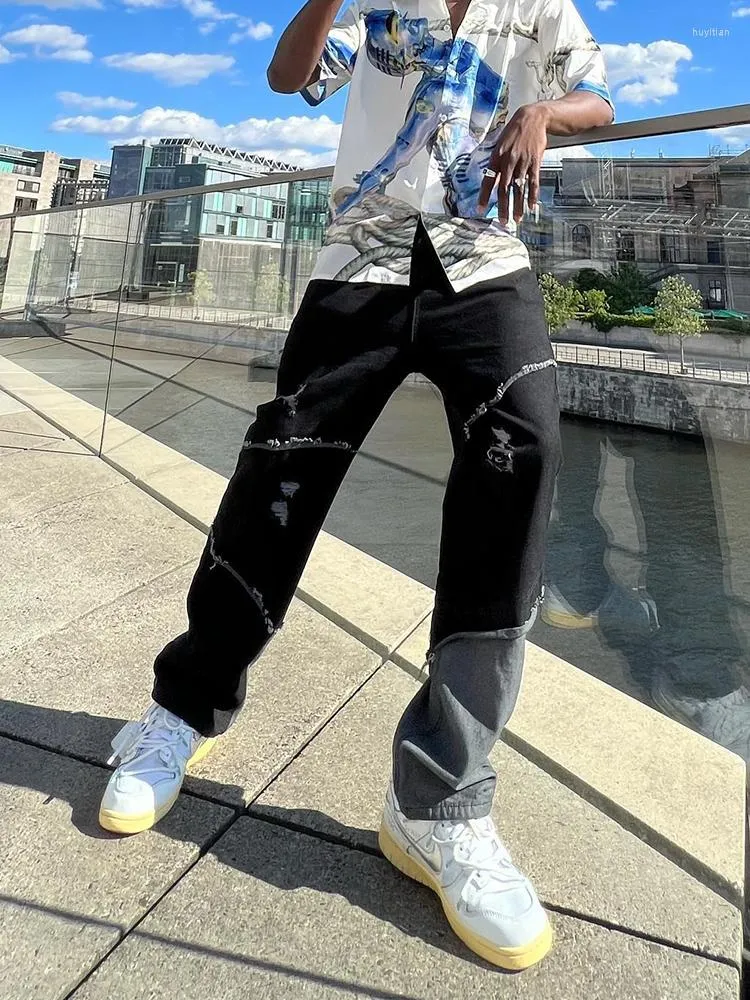 Pantaloni strappati larghi hot sale