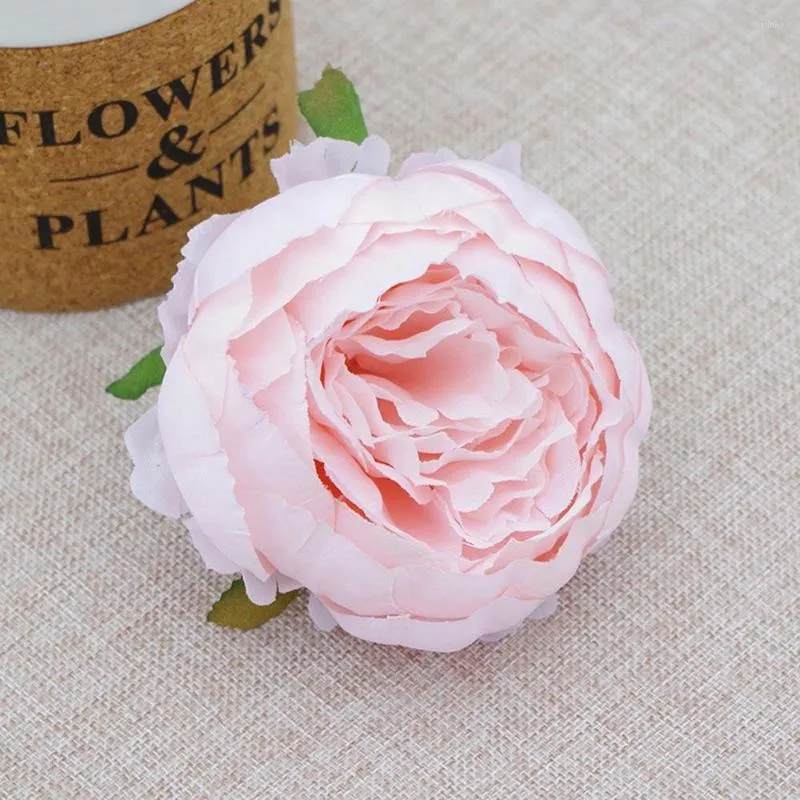 Decorative Flowers Wedding Party Favor DIY Silk Cloth Artificial Plastic Peony Flower Heads 8cm Pink Blue White 10 Pieces Kids Girl Baptism