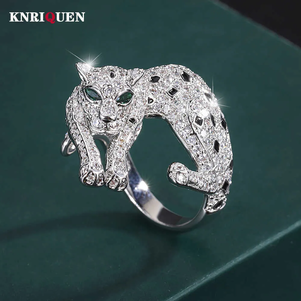 Bagues De Bande Nouveaux Charmes Diamant À Haute Teneur En Carbone 5A Zircon Léopard Or Couleur Anneaux pour Femmes Cocktail Fête Fine Bijoux Cadeau D'anniversaire En Gros J230517