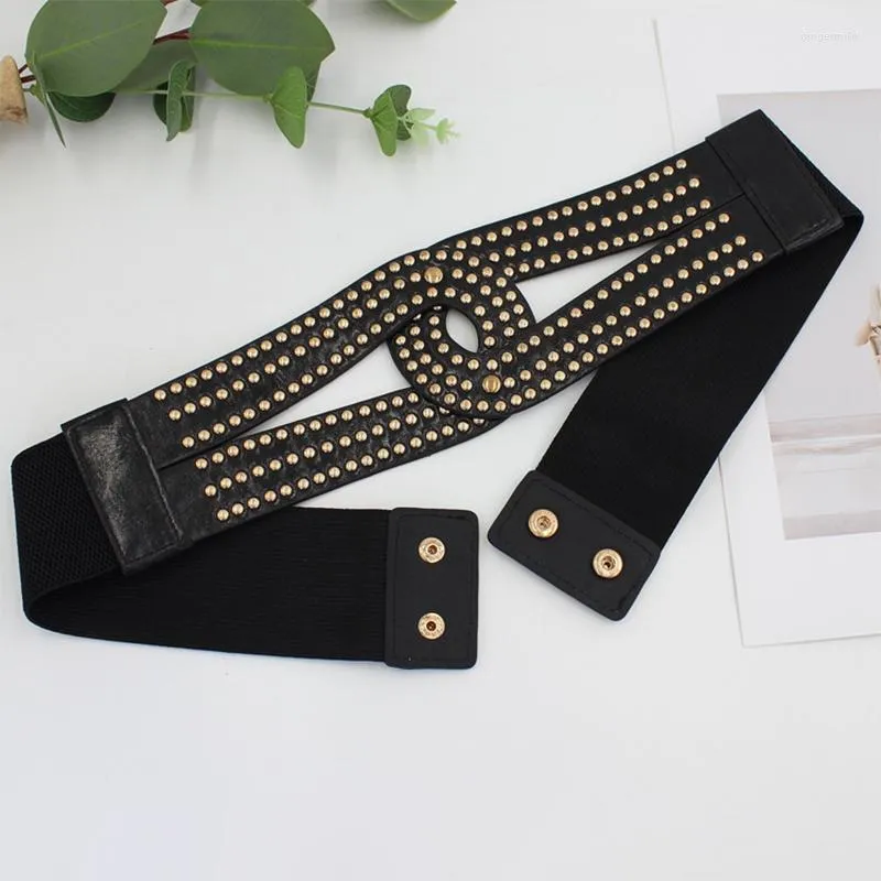 Belts Fashion Women Vintage Rivet Design Elastic Waistband Belt Female Dress Coat Suit Shirt Decoration Wide