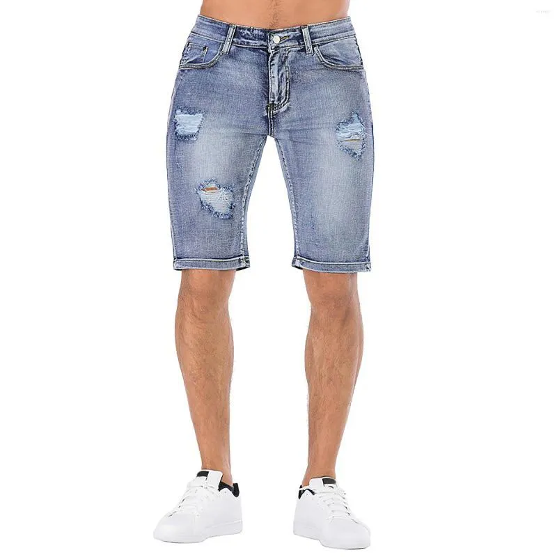 Jeans pour hommes 58 # hommes pantalons d'été mode décontracté déchiré personnalité rétro haute Stretch Denim vêtements pantalons Hombre