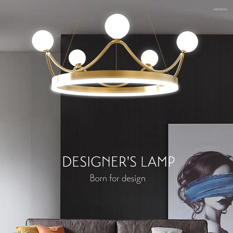 Lustres économiseur d'énergie - éclairage de lustre de plafond de luxe moderne à LED avec conception de couronne pour lampe d'enfants de chambre à coucher de salon 220V / 110V