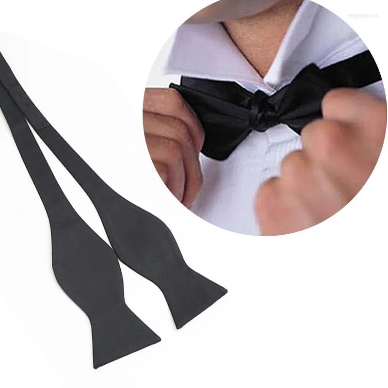 Bow Ties Mens Self-Tie Bowtie Classic Knot-Free Tie Fashion Formal Satin Polyester Gourd Gift Suits Neckwear Bundna för män Bröllop