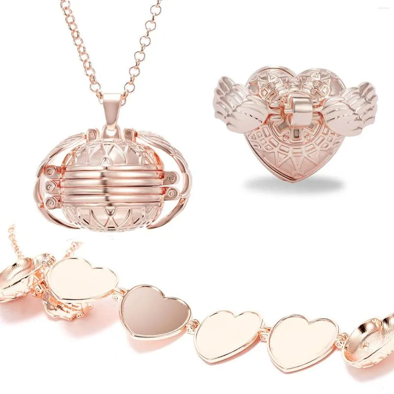 Correntes jóias mulheres que expandem Po Locket Angel Wing Decoração Pingente