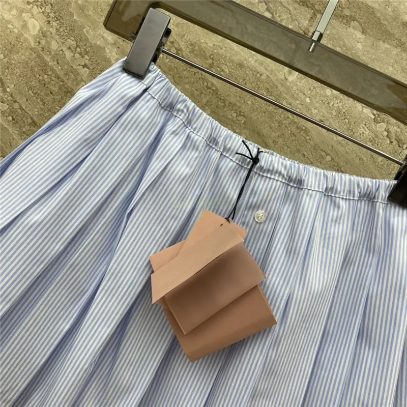 Women s A Line Skirts Cotton Vintage Milan Runway Brand High End Custom Brief Striped Designer Mini Pleated Dresses