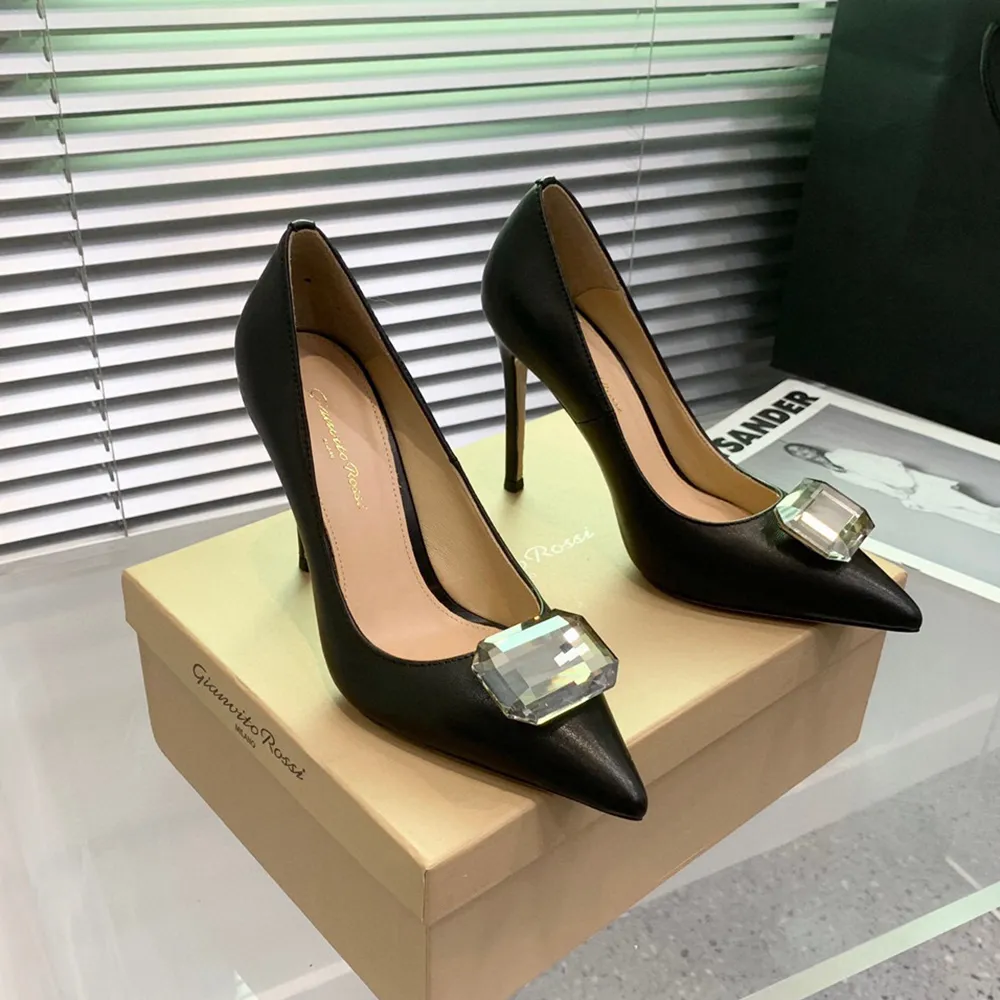 Gianvito Rossi105mm escarpins à talons aiguilles grande décoration en cristal chaussures de mariée bouts pointus talons aiguilles escarpins à talons femmes créateurs de luxe chaussure habillée pour sac de fête