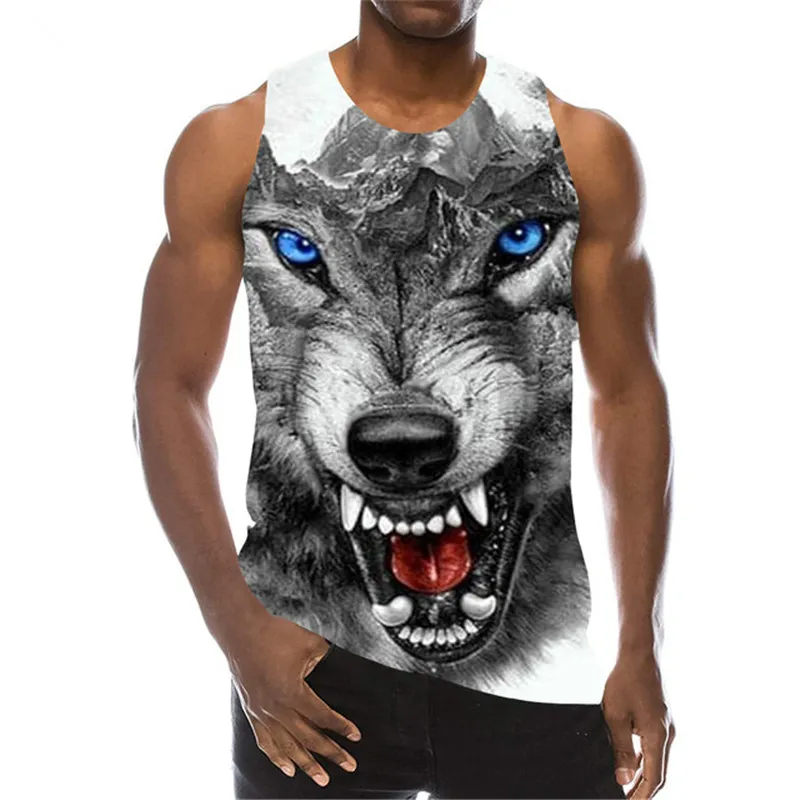 Nouveau 3D impression loup débardeur mode hommes femmes survêtements col rond gilet grande taille S-6XL Harajuku 005