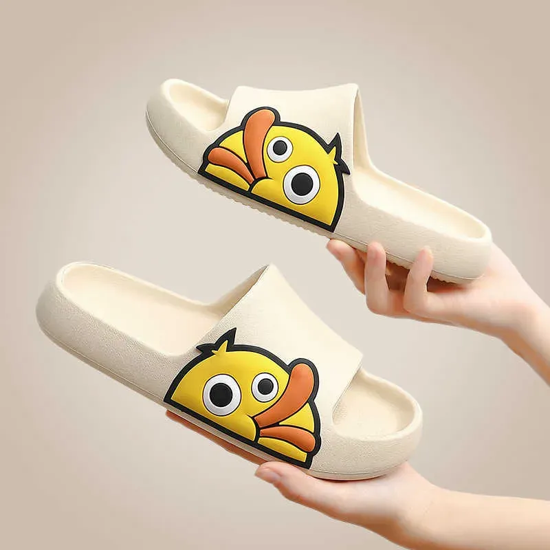 Home schoenen grappige cartoon duck indoor dames bad eva slippers zachte minnaars platform schoenen slaapkamer antislip dames glijbanen sandalen 1209