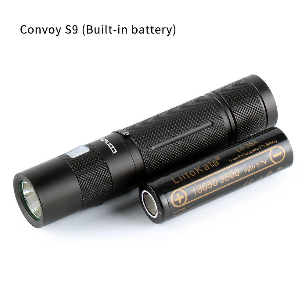 El feneri meşale konvoy S9 Flashlight XML2 İçinde Micro USB Şarj Portu 18650 Flakan Torçu 18650 Pil P230517