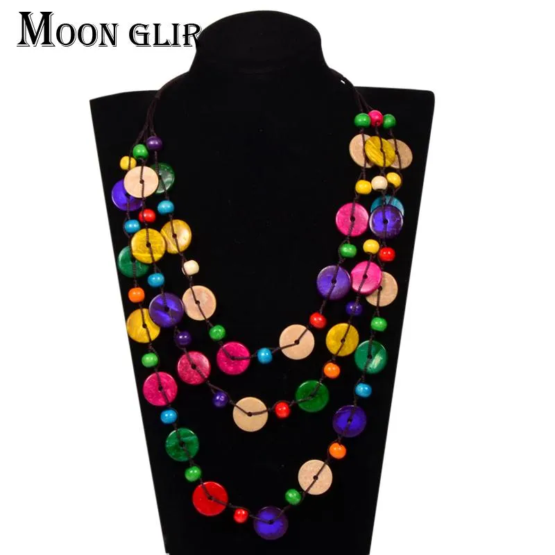 Charker Bohemia Style Declaração Colar Moon Girl Fashion Boho Jóias Handmades Coconut Shell DIY Mer (para mulheres Chokers