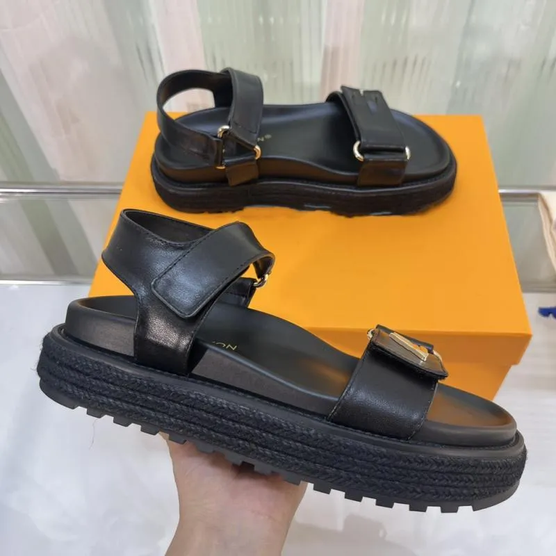 Luxury Women s Leather Sandals Comfortable Retro Style Summer Footwear with Velcro Fastening