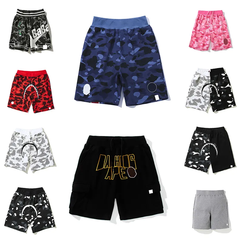 Sharks Shorts Masculino Designer Feminino Padrão de Camuflagem Calças Esportivas Treinamento Fitness Solto Respirável Masculino Jogging de Verão