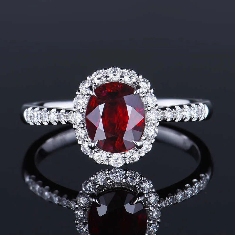 Кольца Classic Natural Ruby Red Stone Rings для женщин 925 Серебряная серебряная годовщина моды Ювелирные изделия для девочек Рождественский подарок J230517