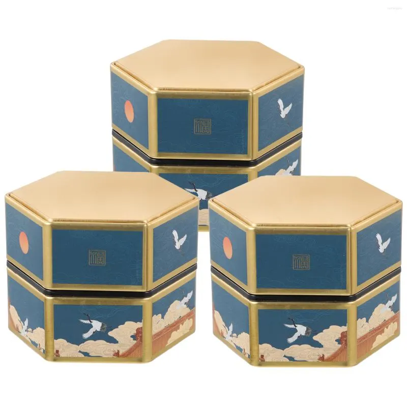 Bouteilles de stockage 3 pièces feuilles de thé peuvent Style chinois rétro conteneurs Vintage étanchéité bidons métal scellé bocaux Biscuits boîte