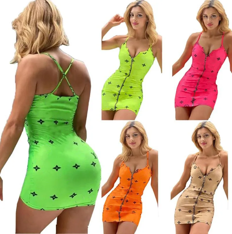 23SS Nya kvinnors avslappnade klänningar Designer kjol Casual Fashion Sexuality Party Sling Zipper Dresses