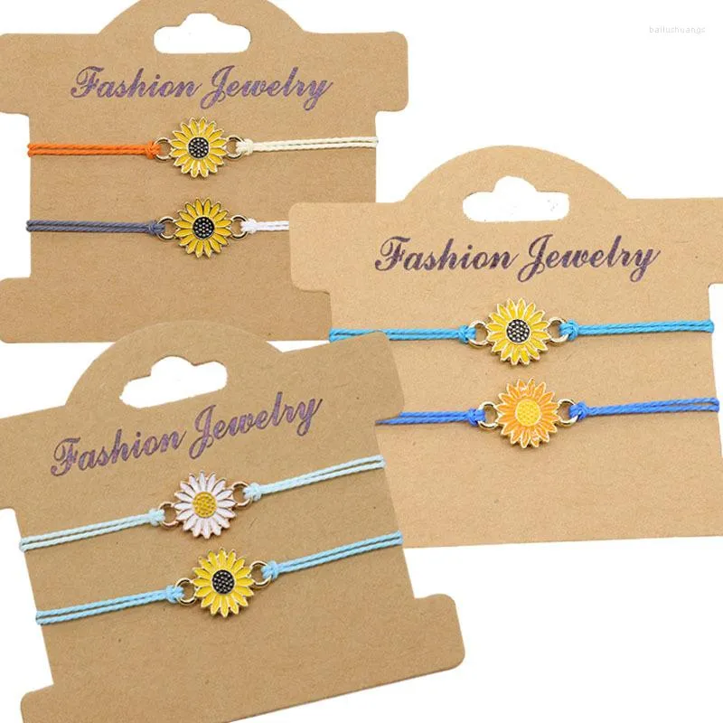 Bracelet Bijoux Personnalité Simple Tournesol Marguerite Bracelet Fil De Cire Tissé Chrysanthème Multicolore Dames