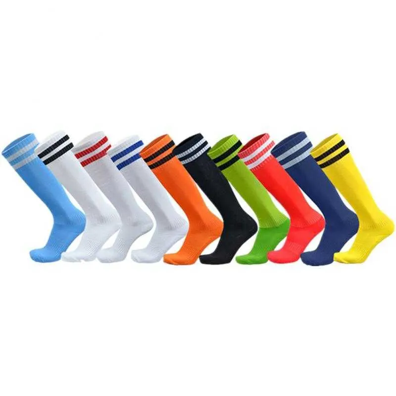 Meias esportivas 1 pares adultos crianças meias de futebol de tubo longo longa meias não -lips de futebol respirável Sports Sports Running Highking Antisweat Sock J230517