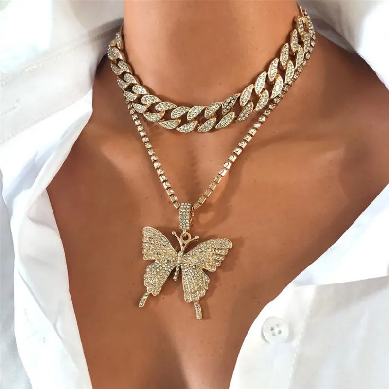 Подвесные ожерелья моды бабочка набор кубинская цепная цепь подарки коляки