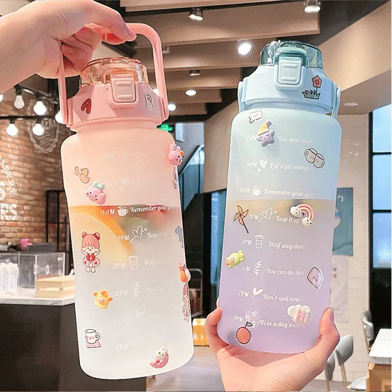 500ML Cute Strawberry Milk Water Bottle For Girls With Straw Cup Sleeve  Portable School Leakproof Frosted Glass Water Bottles - AliExpress